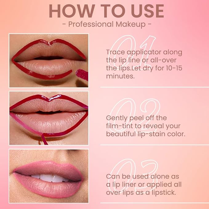 2Pcs Matte Liquid Lip Stain Peel Off Lip liner Tattoo, Matte Peel Off Lip Stain, Long Lasting Waterproof Lipstick Lip Gloss Stain, Transfer-proof for All Skin Types (0.24 fl oz-00#+06#)-FemmiqueWomen