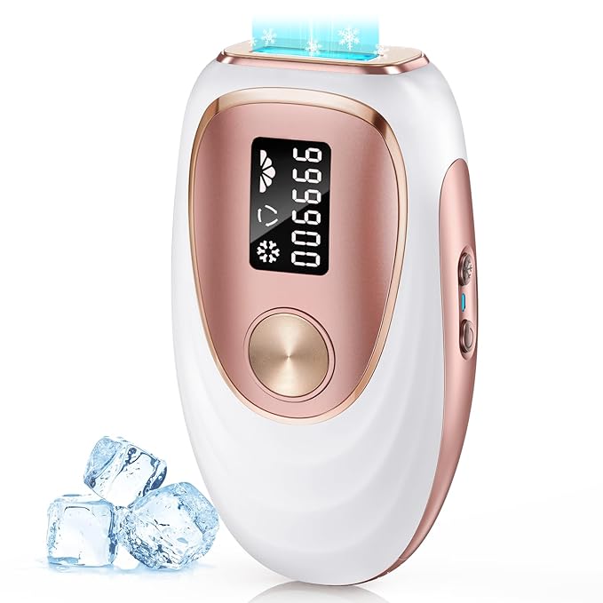 IPL Laser Hair Removal Device for Women & Men - Home 45°F Ice-Cooling Contact for Painless & Long-Lasting Results, 86% Hair Reduction in 3 Weeks for Full Body & Bikini Line, Rose Gold-FemmiqueWomen