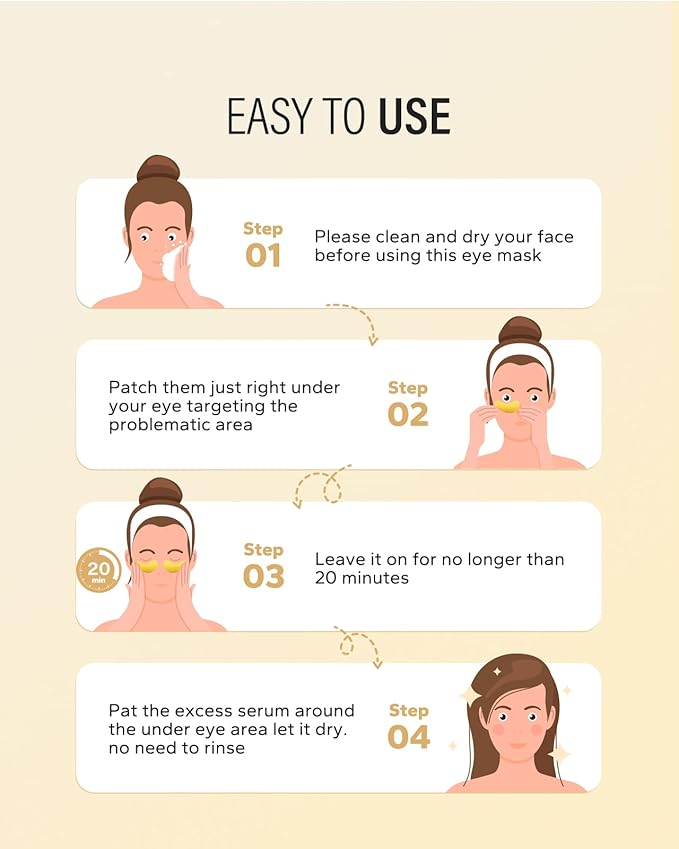 24k Gold Under Eye Patches (8 Pairs), eye mask, Collagen Skin Care Products, Eye Patches for Puffy Eyes, eye masks for dark circles and puffiness-FemmiqueWomen