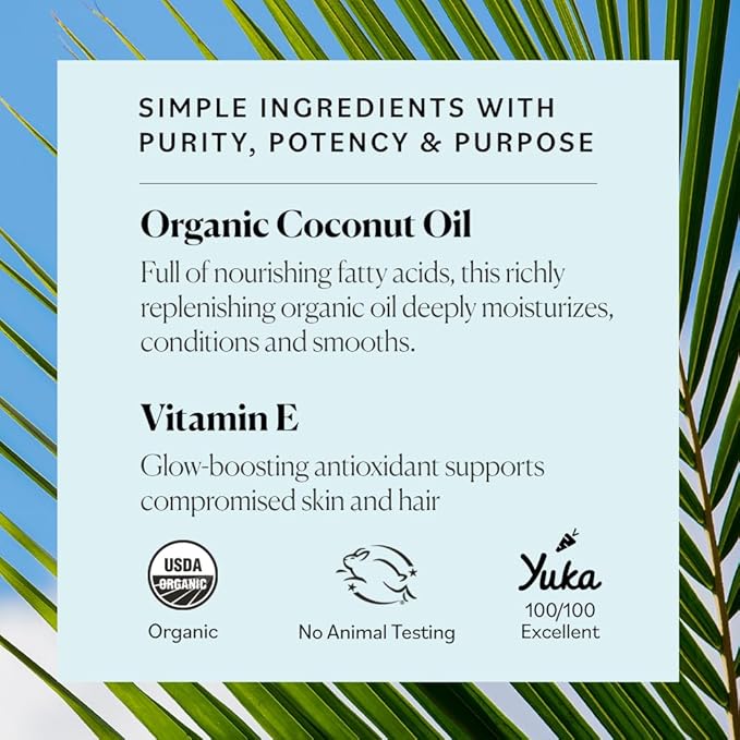 Sky Organics - Organic Coconut Oil & Vitamin E, 16.9 fl oz - Skin & Hair Ultra-Hydrating Oil - Fatty Acids & Antioxidants - Natural, Vegan & Cruelty Free - Skin Care & Hair Care w Ebook-FemmiqueWomen