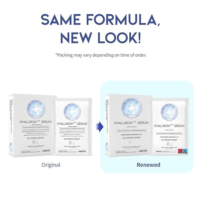 #OOTD Triple Hyaluron Hydrating Mask for Dry and Sensitive Skin, Anti Aging, Tightening and Moisturizing, Korean Vegan Beauty, Hyaluronic Acid, Caffeine, Vitamin C 10EA-FemmiqueWomen