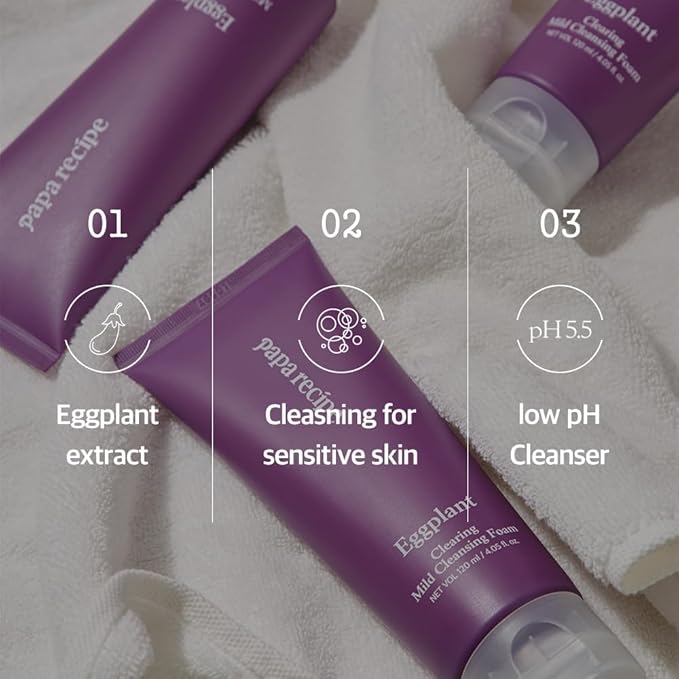Papa Recipe Eggplant Moisturizing Cleansing Foam for Sensitive, Dehydrated, and Acne-Prone Skin-FemmiqueWomen