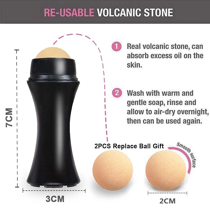 103 PCS Volcanic Roller Oily Skin Oil Control On The Go Volcanic Face Roller Oil Absorbing Volcanic Roller with Oil Blotting Sheet Paper for Oily Skin Care Oil Control Film Tissues(Type1)-FemmiqueWomen