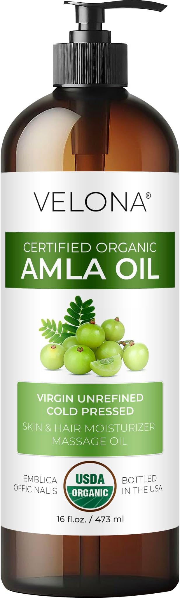 velona Amla Oil USDA Certified Organic - 16 Fl Oz | 100% Pure and Natural Carrier Oil | Extra Virgin, Unrefined, Cold Pressed-FemmiqueWomen