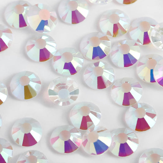 2000PCS SS16 Flatback Rhinestones | 12-Facet Diamond-Cut Glass Gems for Nail Art, Clothing, DIY Crafts |Glue-On Decoration Stones with Silver Backing(Transparent AB)-FemmiqueWomen