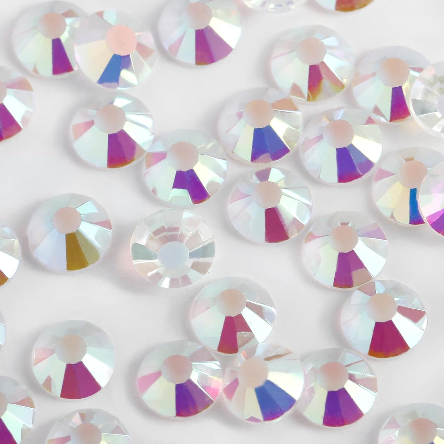 2000PCS SS12 Flatback Rhinestones | 12-Facet Diamond-Cut Glass Gems for Nail Art, Clothing, DIY Crafts |Glue-On Decoration Stones with Silver Backing(Transparent AB)-FemmiqueWomen