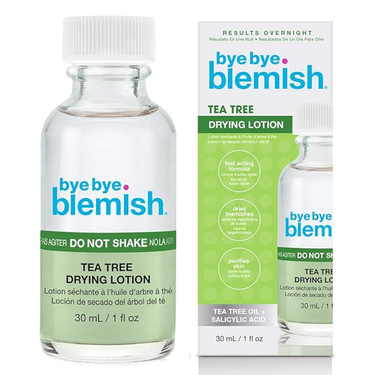 Bye Bye Blemish Tea Tree Drying Lotion, with Tea Tree Oil & Salicylic Acid, Fast-acting Formula, Dries Blemishes, Purifies Skin, 1 fl oz, 1-Pack-FemmiqueWomen