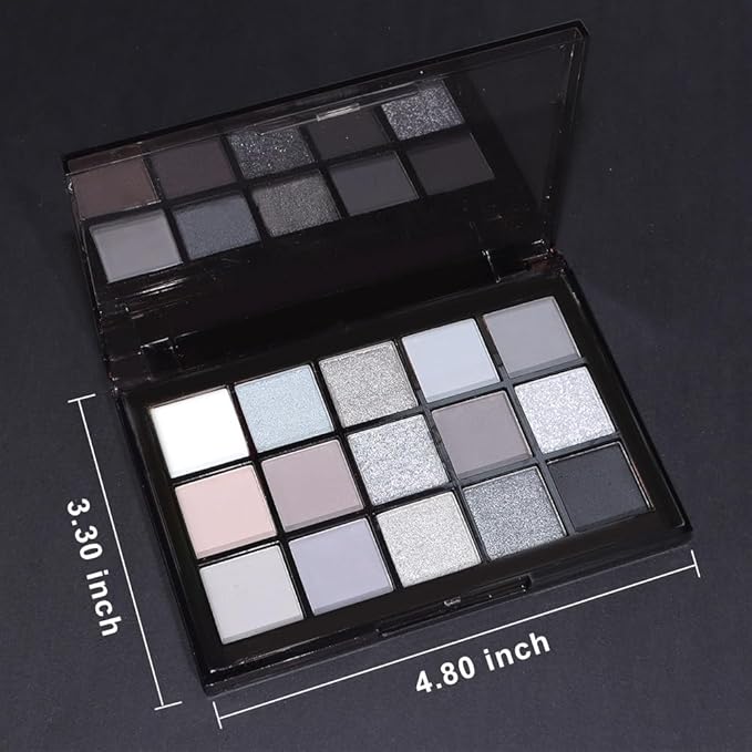 15 Colors Black Gray Silver Matte Shimmer Eyeshadow Palette for Eye Makeup,High Pigmented Brown White Eye Shadow Primers Powder Palet de sombras de ojos-FemmiqueWomen