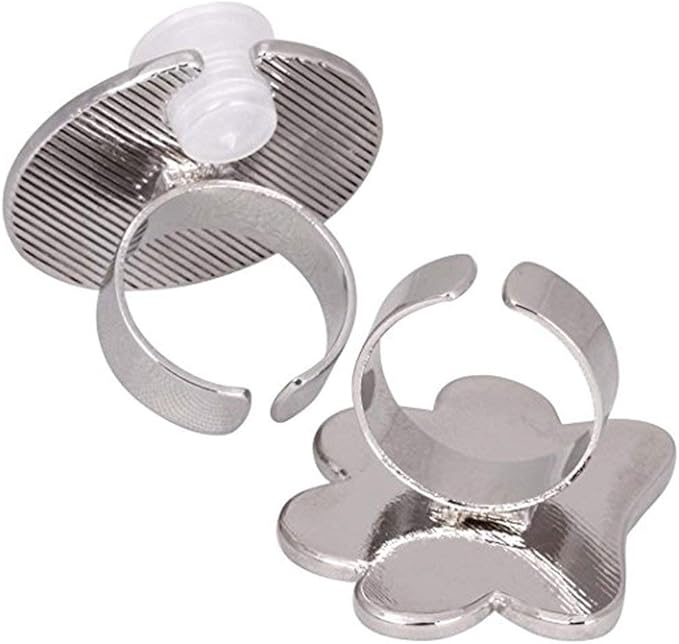 2 Pcs/Lot Mini Manicure Palette Wearable Metal Nail Art Polish Holder Paint Palette Finger Rings Nail Art Tools Palettes Palette Cups-FemmiqueWomen