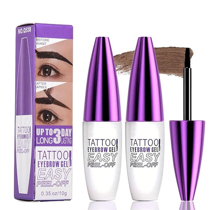 2Pcs Dark Brown Peel Off Brow Tint Gel - Waterproof & Sweatproof Tattoo Effect, Transfer-Resistant Multi-Day Wear, All Skin Types Mother’s Day Gift Set-FemmiqueWomen