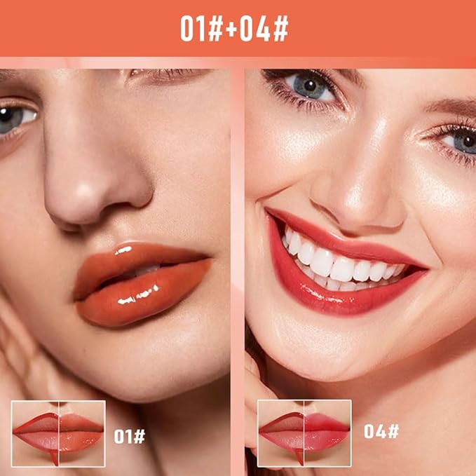 2Pcs Peel Off Lip Gloss Tattoo and Lip Oil 2-in-1, Lip Stain Peel Off Masque - Peel Off Lip Tint ,Long Lasting Waterproof Transfer-proof Lip Mask Lip Gloss Peel Off Lip Liner,Stay Lip Makeup 01#+04#-FemmiqueWomen