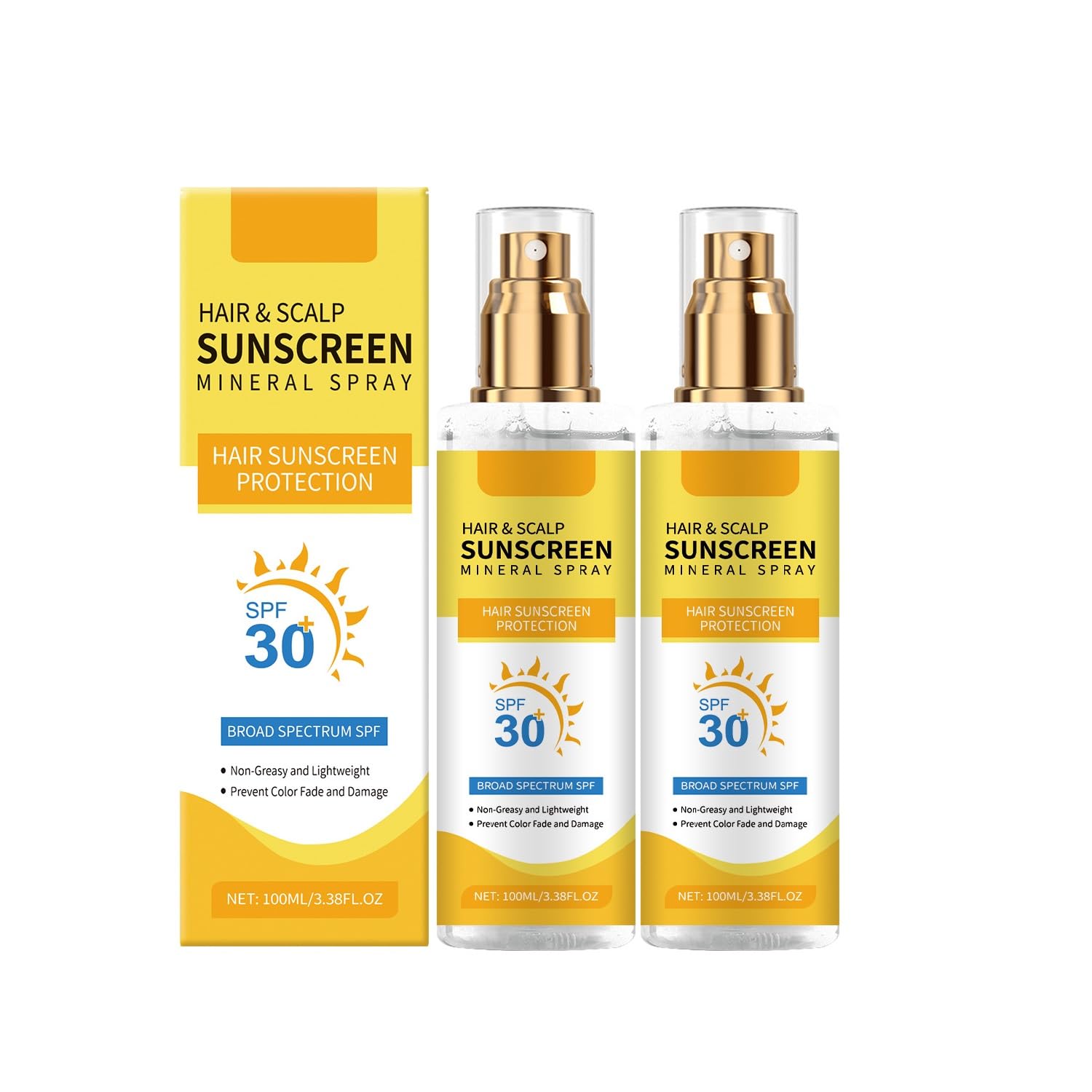 2 Pcs Hair and Scalp Sunscreen Spray SPF 30, Weightless Invisible Mist UV Protection Hair and Scalp Sunscreen Spray Non Greasy.-FemmiqueWomen