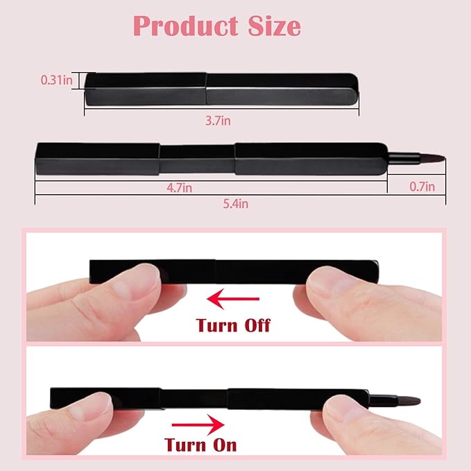 Lip Applicator Brush - 3 Pack Exquisite Professional Dustproof Retractable Lip Brush - Makeup Lipstick Lip Gloss Applicators (Black, Silver and Jewelry Red)-FemmiqueWomen