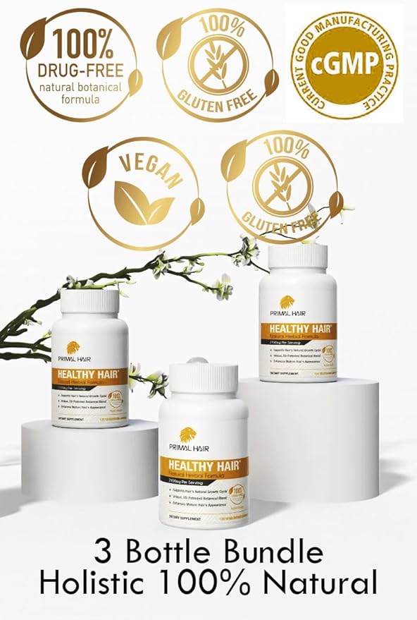 3 PK- 100% Natural Growth Treatment, Reduces Hair Loss, US Patented Formula Proven Effective for Men & Women, 100% Vegan, Non-GMO, 90-Day Supply, 3 Pack-FemmiqueWomen