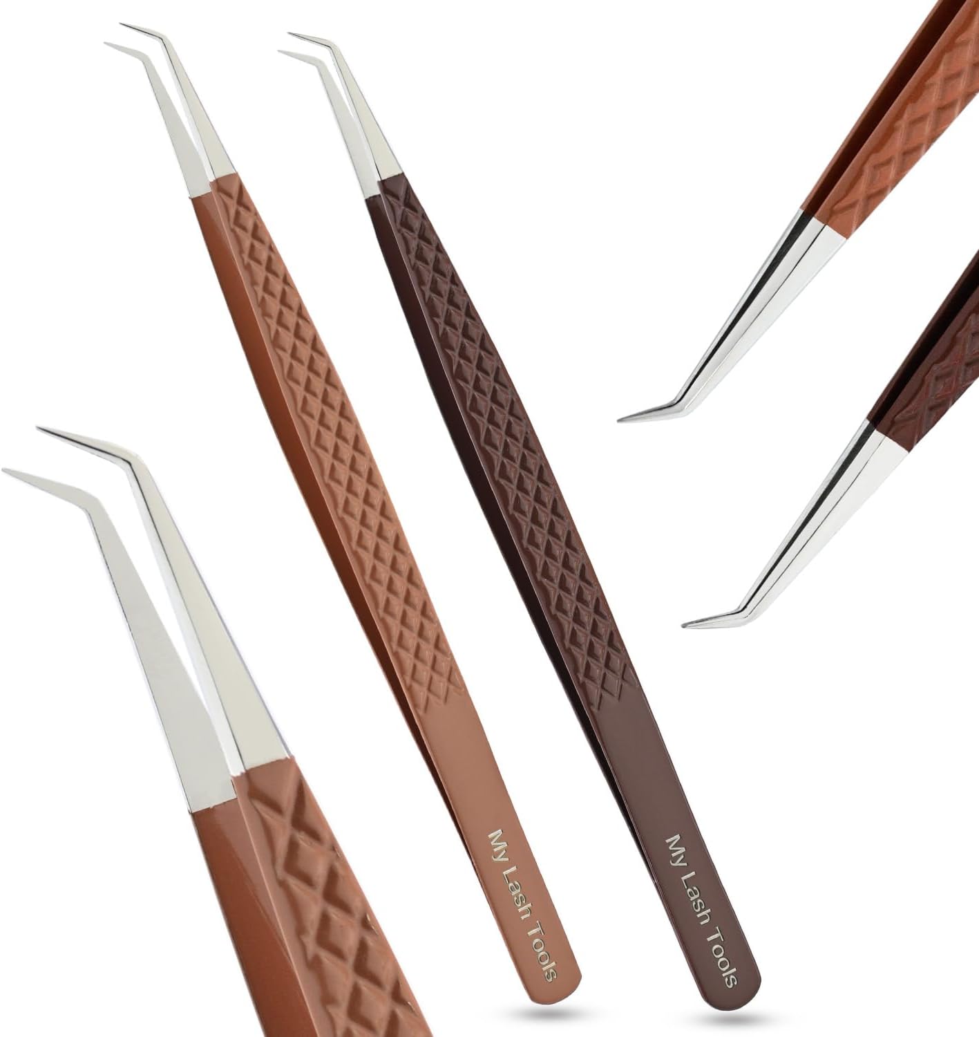 2pcs Curved Isolation Tweezers for Eyelash Extensions – 14cm Stainless Steel, Best for Individual Isolation & Classic Lashes Lash Tweezers Set-FemmiqueWomen