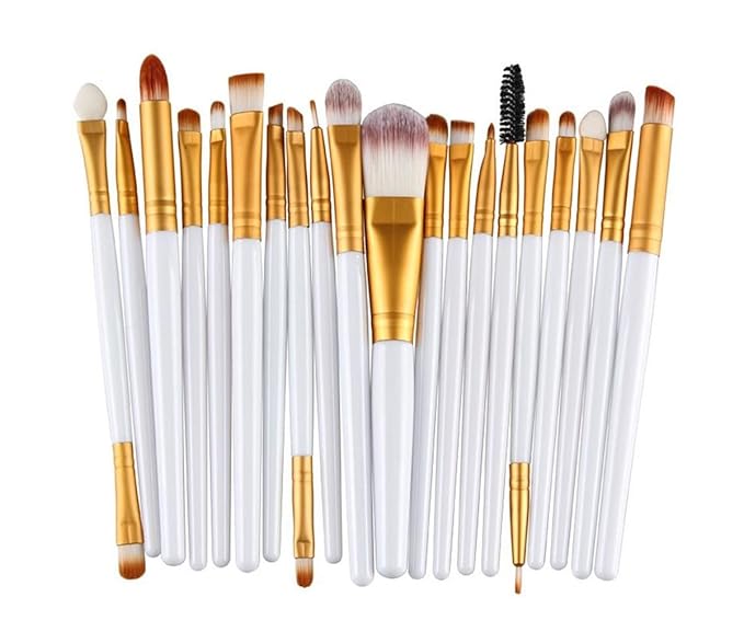 20pc White Eye And 15pc Contour Pallet Eye Makeup Brush Set-FemmiqueWomen