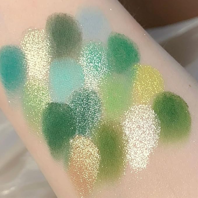 16 Colors Green Olive Matte Shimmer Eyeshadow Palette for Eye Makeup,High Pigmented White Gray Eye Shadow Primers Powder Palet de sombras de ojos-FemmiqueWomen