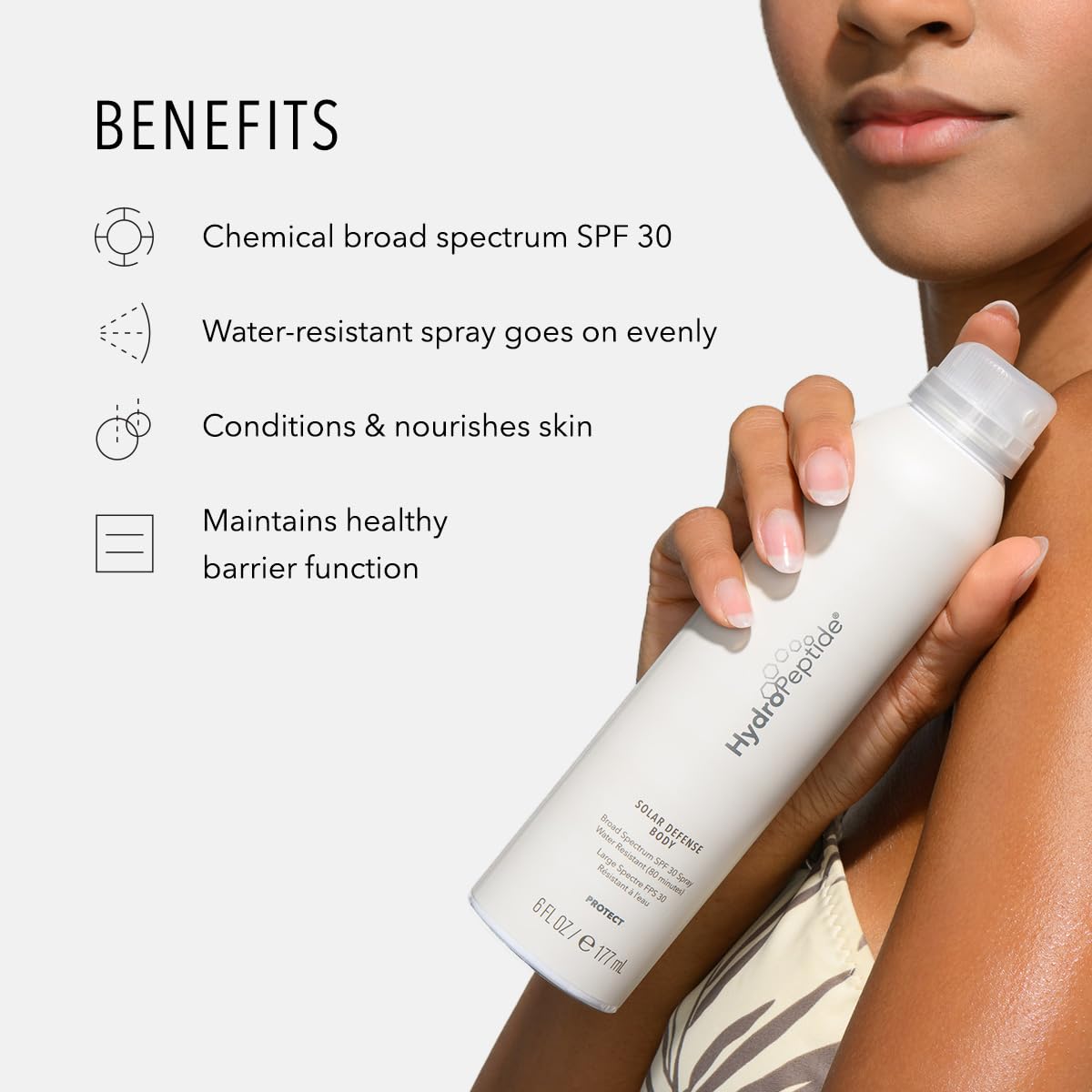 HydroPeptide Solar Defense Body SPF 40, Broad Spectrum, Water Resistant Sunscreen, Hydrates and Soothes, 6 Ounce-FemmiqueWomen