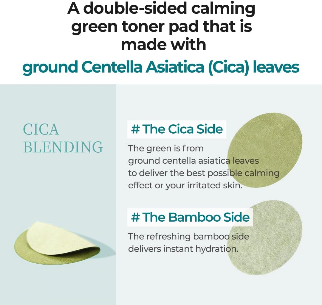 numbuzin No.1 Toner Pads | Centella Re-Leaf Green Toner Pad | Double-Sided | Centella Asiatica, Heartleaf, Licorice Root | Calming, Hydrating, Exfoliating | 70 Pads/6.42 fl. oz.-FemmiqueWomen