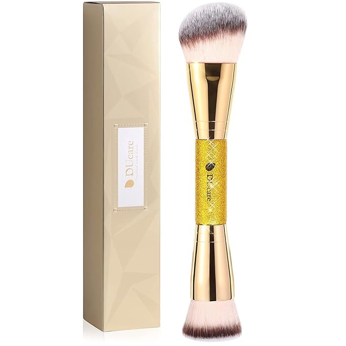 DUcare Foundation Brush Contour Bronzer Makeup Brush Double Ended Self Tanner Brush Sculpting Brush for Blending Liquid Powder Concealer Cream Cosmetics Blush Buffe-FemmiqueWomen