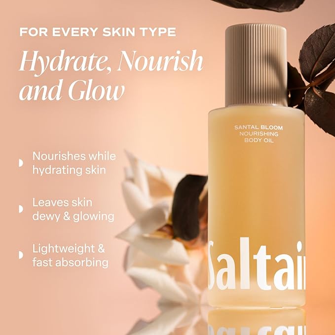 Saltair Body Oil. Luxurious Santal Bloom After Shower and Bath Oil Moisturizer for Women and Men. Botanical, Non-Greasy, and Well-Absorbing Lotion for Hydrating Dry Skin. 4oz Pump Bottle-FemmiqueWomen