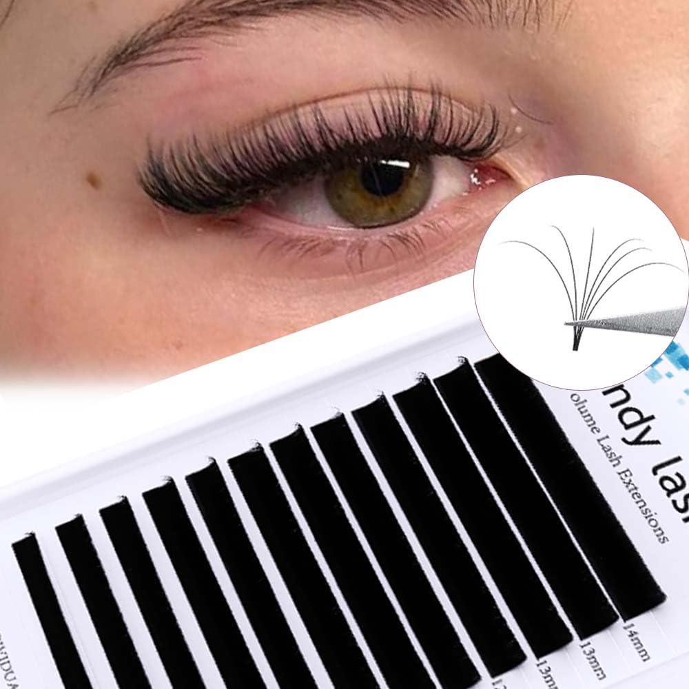 Easy Fan Volume for Lash Artists: Wendy, Handmade Fans for Eyelash Extensions, Self Fanning, Blooming, C-KH, Black, D-0.05-8-14-FemmiqueWomen