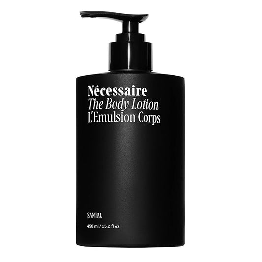 Nécessaire The Body Lotion with Pump. Santal. Multi-Peptide Firming Lotion to Moisturize, Firm, Strengthen. 2.5% Niacinamide, Vitamin C/E + Omega 6/9. 450ml / 15.2 fl oz-FemmiqueWomen