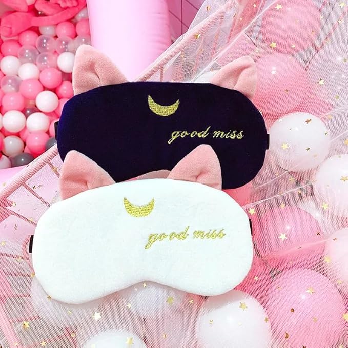 2PCS Eye Mask for Sleeping Cute Sailor Moon Natural Sleep Eye Mask Eyeshade Cover Shade Eye Patch Soft Portable Blindfold Travel Eyepatch for Girls Boys Women Men-FemmiqueWomen