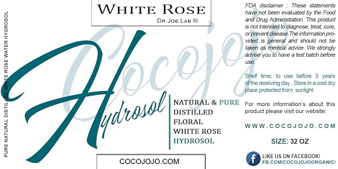 Dr Joe Lab White Rose Water Hydrosol - Pure Natural Distilled Bulgarian Rosewater Non-GMO Vegan Hydrating Toning Spray Mist Face Hair Skin Pores Locs Dreads - Packaging May Vary (32 oz)-FemmiqueWomen
