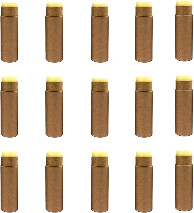 12 Pcs 0.3 Oz Paperboard Lip Balm Tubes 10ml Empty Cardboard Krafts Tubes Lipstick Tube Refillable Lip Gloss Container Solid Perfume Tubes Chapstick Container for DIY Cosmetic Samples Deodorant(Brown)-FemmiqueWomen
