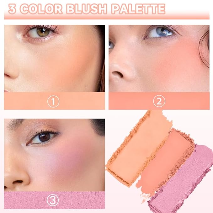 3 IN 1 Brown Nude Face Highlight Bronzer Powder Palette for Face Cheeks Contour Brightening, Buildable Matte Coverage Natural Makeup,Ultra Sculpt Nose Shadow Eyeshadow Primer-Orange-FemmiqueWomen