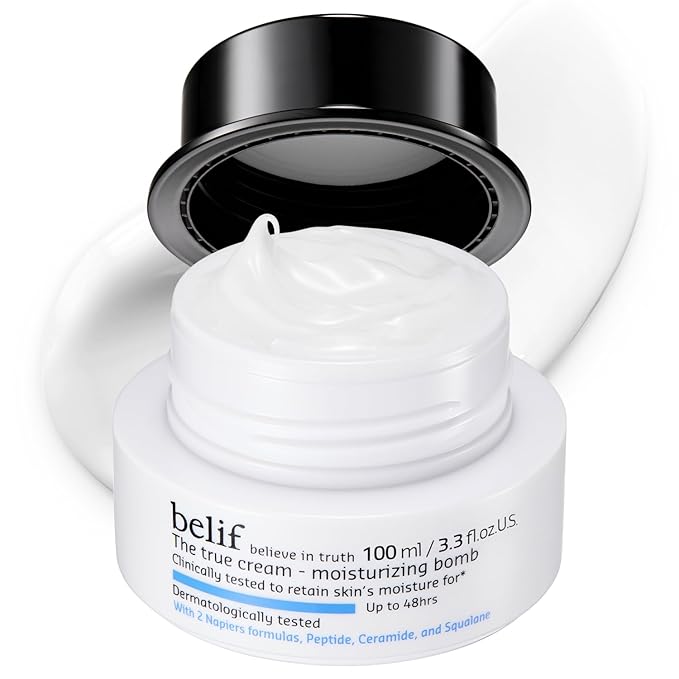 belif Moisturizing Bomb – Daily Ceramide Moisturizer with Peptide & Squalane, 48hr Hydration & Anti-Aging Cream, Milky & Lightweight, Restores Skin Barrier, Korean Skincare, 3.3 fl oz (100ml)-FemmiqueWomen