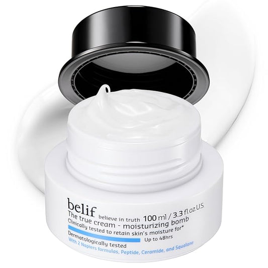 belif Moisturizing Bomb – Daily Ceramide Moisturizer with Peptide & Squalane, 48hr Hydration & Anti-Aging Cream, Milky & Lightweight, Restores Skin Barrier, Korean Skincare, 3.3 fl oz (100ml)-FemmiqueWomen