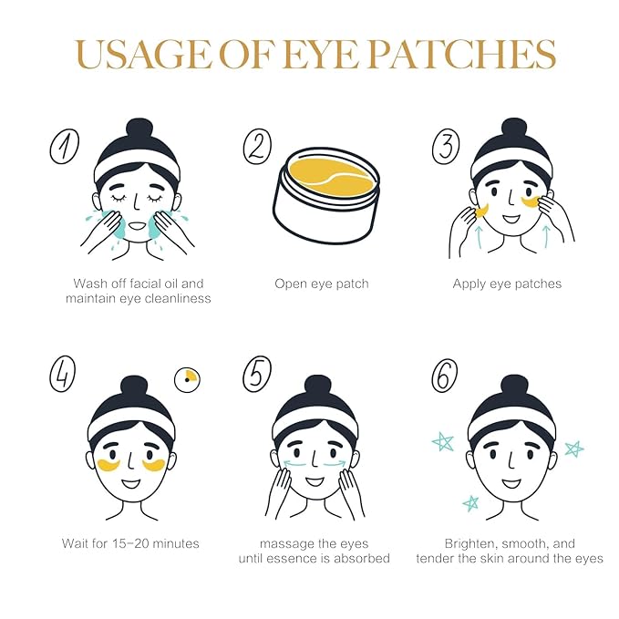 24K GOLD Eye Mask - 60 Pcs Collagen Under Eye Mask,Puffy Eyes and Dark Circles Treatments, Reduce Wrinkles and Fine Lines Undereye (Gold, 1)-FemmiqueWomen