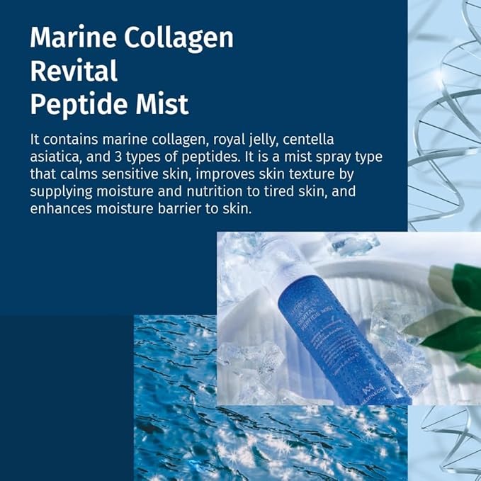 Marine Collagen Revital Peptide Mist 120ml ㅣ Fine Facial Spray for Hydration Soothing Glow ㅣ Daily Moisture Mist with Centella and Peptides-FemmiqueWomen