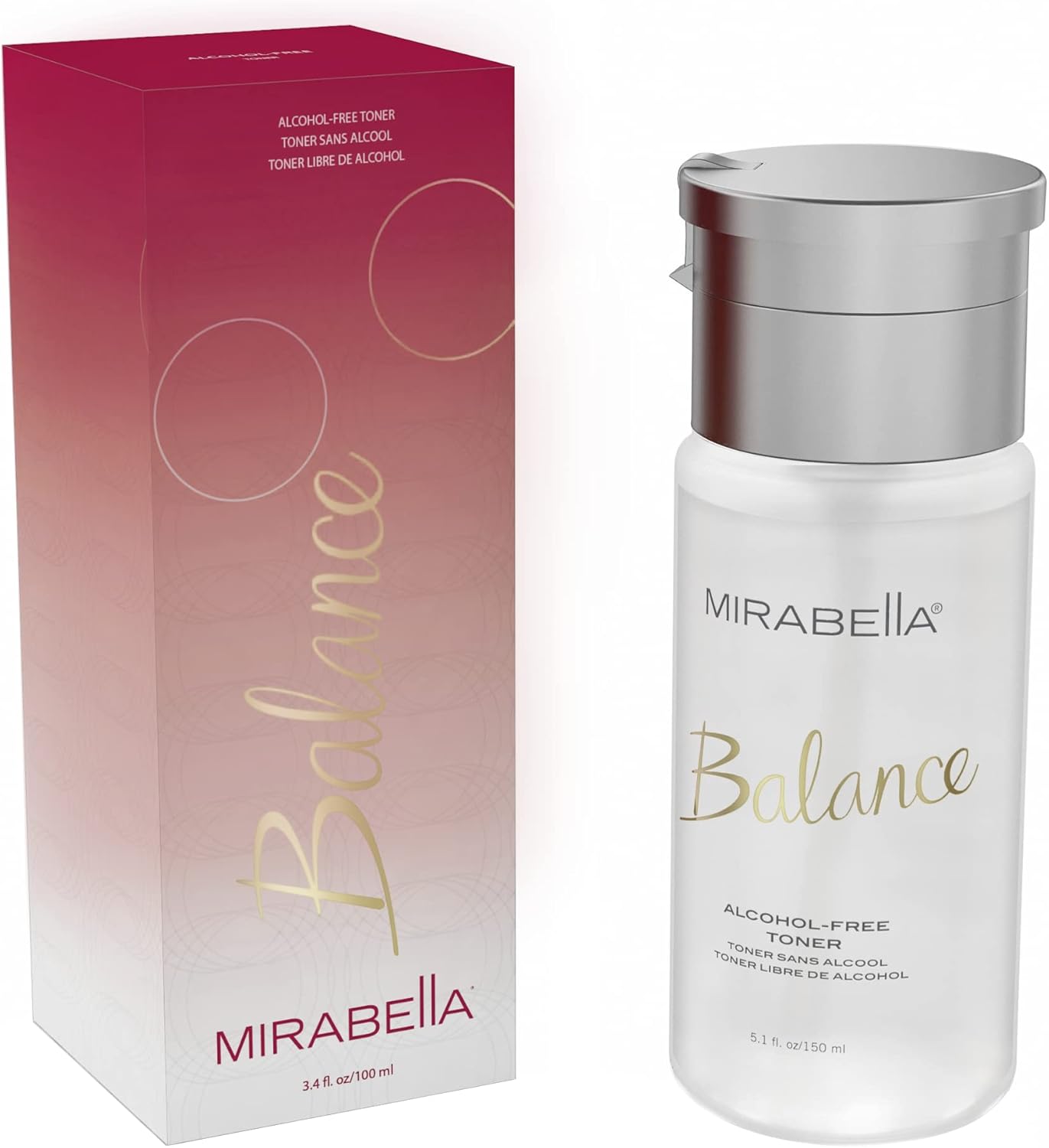 Mirabella Balance Toner for Face, Unscented Alcohol-Free Toner Offers Restorative Hydration & Cleansing for All Skin Types, Even Sensitive Skin, with Hyaluronic Acid, Glycerin, Aloe, & Witch Hazel-FemmiqueWomen