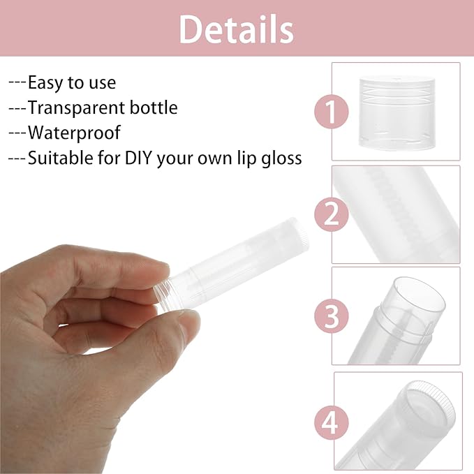 200PCS Lip Balm Tubes with Caps, Clear Lip Balm Tubes Empty Chapstick Tubes Empty Bulk for DIY Lipstick Homemade 3/16 Oz (5.5 ml)-FemmiqueWomen