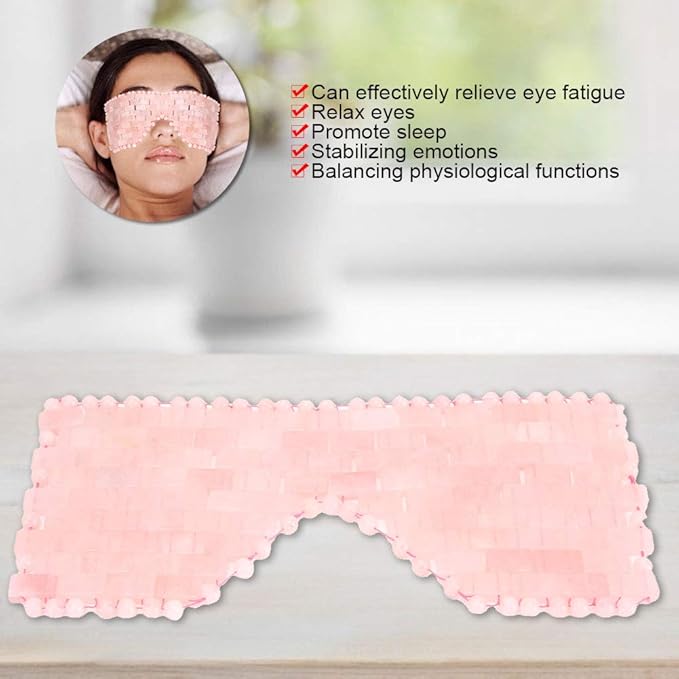 Jade Eye Mask,Jade Stone Cooling Mask,Jade Stones Anti-Aging Cooling Sleeping Eye Mask,Cold Eye Massager Eye Covers for Relief Eye Fatigue(Rose Quartz)-FemmiqueWomen