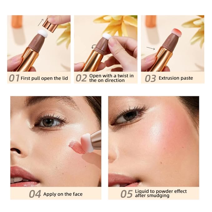 3Pcs Contour Beauty Wand,Liquid Face Concealer Contouring with Cushion Applicator,Liquid Blush Shading Bronzer Stick Natural Matte Finish, Lightweight Blendable Super Silky Cream Contour Stick Makeup-FemmiqueWomen