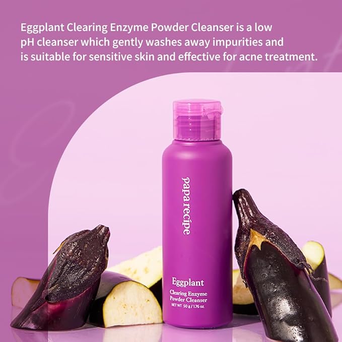 Papa Recipe Eggplant Enzyme Powder Cleanser - Soft Exfoliating Facial Wash for Sensitive Skin (50g, 1.72oz) - Korean Skincare for Radiant, Smooth Complexion, Safe for sensitive skin-FemmiqueWomen
