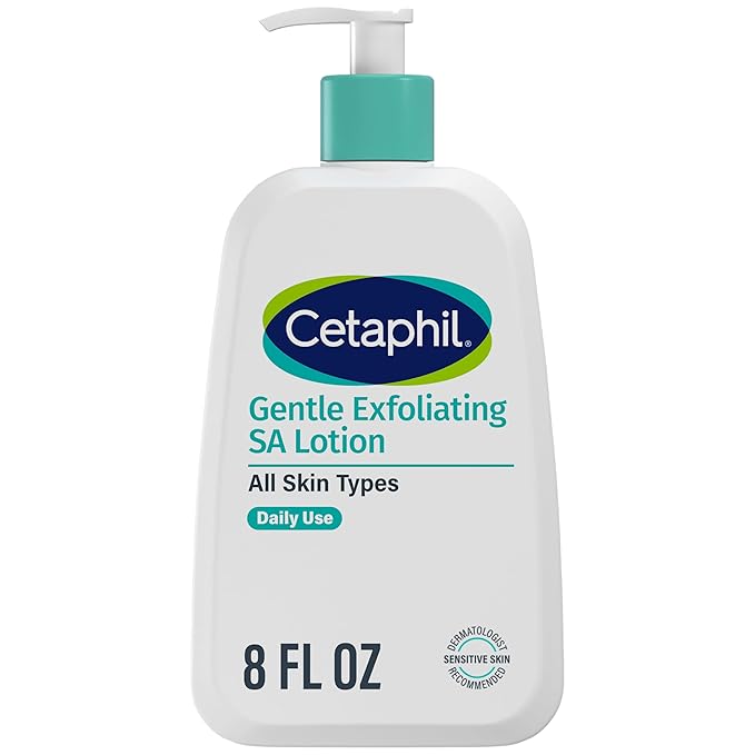 Cetaphil Gentle Exfoliating SA Lotion, Lightweight Moisturizer for All Skin Types, 8 Oz Pump Bottle, Salicylic Acid, Mandelic Acid & Gluconolactone, Gently Exfoliates, Dermatologist Recommended Brand-FemmiqueWomen