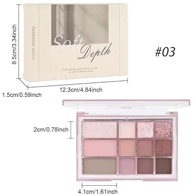 12 Girds Colorful Matte Shimmer Eyeshadow Palette for Eye Makeup,High Pigmented Eye Shadow Primers Powder Palet de sombras de ojos 12-C-FemmiqueWomen