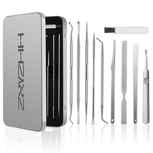 Ingrown Toenail Tool Removal Tool Kit, 10PCS Surgical Stainless Steel Professional Ingrown Toenail File and Lifters Manicure Care Treatment for Nail Correction Under Sidewall Clean-FemmiqueWomen