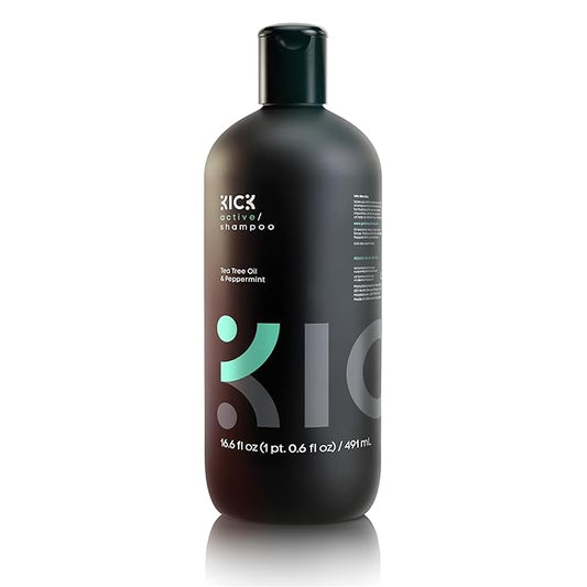 Kick Mens Shampoo - Peppermint & Tea Tree for Oil Control - Sulfate-Free, Refreshing Formula - Anti-Dandruff and Scalp Soothing - Shampoo for Oily Hair - Cruelty-Free - 16.6oz-FemmiqueWomen