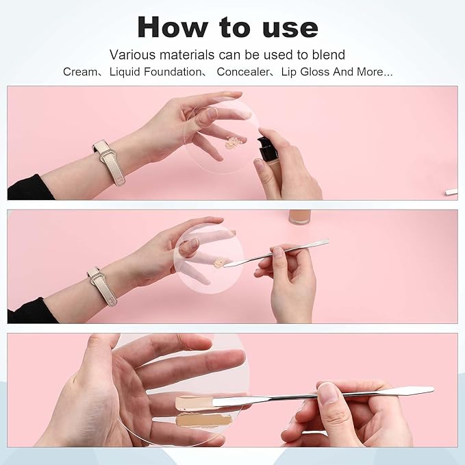 2PCS Makeup Mixing Palette with 2PCS Metal Spatula, Mixing Pigment Palette, Round White Clear Foundation Palette for Make up Eyeshadow Liquid Foundation Cosmetic Nail-Art Pigment Mixing Color-FemmiqueWomen