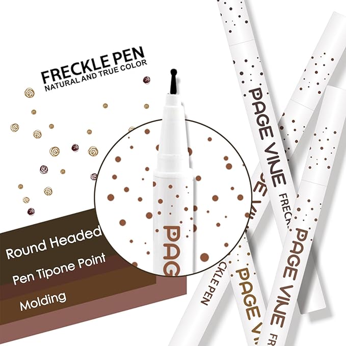 2 Pack Freckle Pen,Liquid Face Fake Freckles Makeup Pen to Create Natural Freckle Makeup and Freck beauty,Fake Freckles Waterproof for Lifelike Sunkissed Makeup,Mole Pen (01Light+03Dark)-FemmiqueWomen