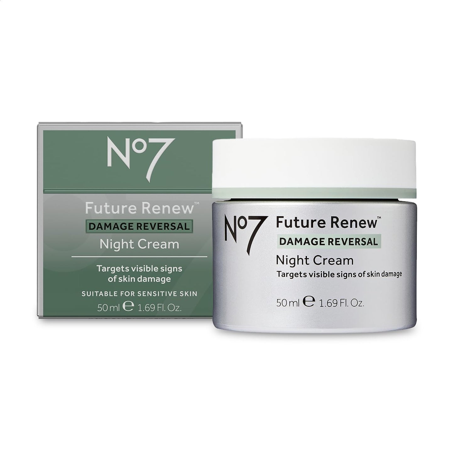 No7 Future Renew Damage Reversal Night Cream - Anti Aging Face Moisturizer - Infused with Peptide Technology to Reverse Visible Signs of Damage - Skin Barrier Repair for Dry Skin (1.69 Oz)-FemmiqueWomen
