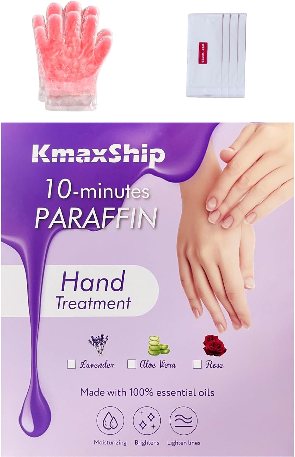 10-Minute Paraffin Hand Treatment, Home Hand Wax Spa Treatment Gloves, Rose, One-Pair-FemmiqueWomen