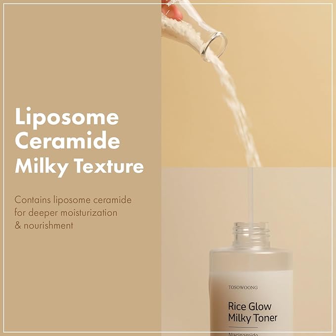 Rice Glow Milky Toner with 784,000ppm Korean Rice Water, Niacinamide, Ceramides, Panthenol, Glow, Glass Skin, Hydrating, Purifying, Fragrance-Free, Korean Skin Care, 250ml, 8.45 fl.oz.-FemmiqueWomen