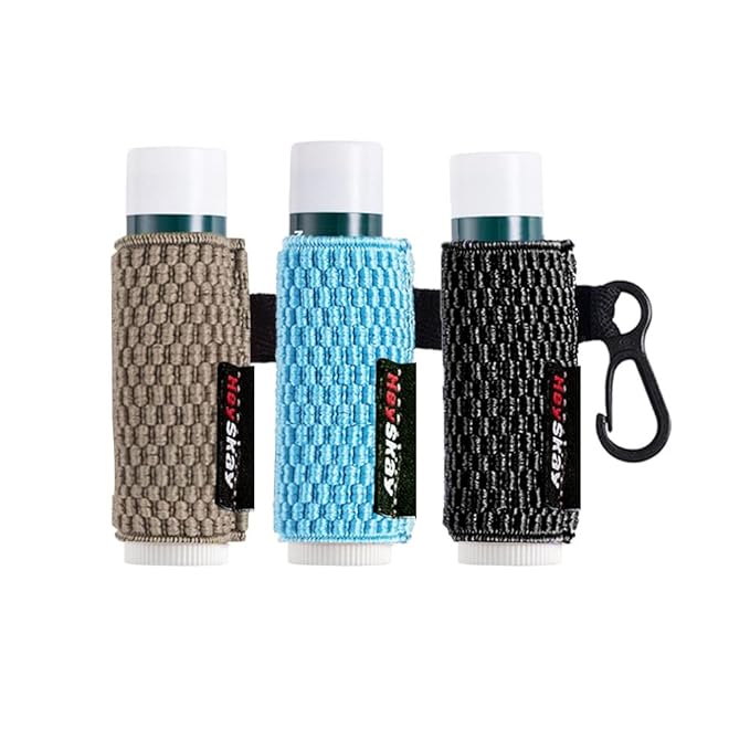 3PCS Lip Balm Holder Sleeves Keychain Chapstick Holder Keychain Lip Gloss Holder Keychain Chapstick Elastic Sleeves(Black/Brown/Light Blue)-FemmiqueWomen